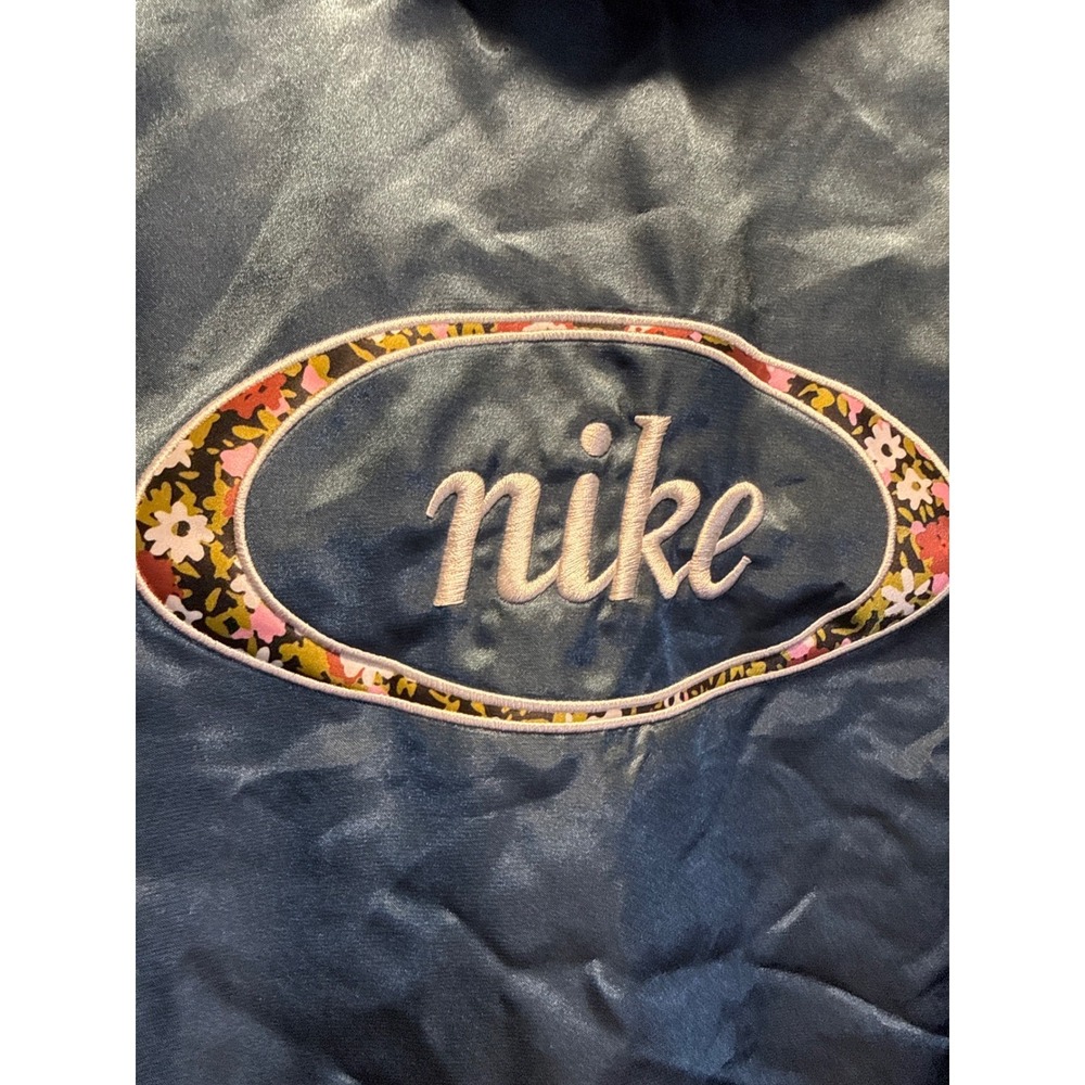 Nike Shiny Greenish Blue Snap Button Jacket Athletic Athleisure Size M - Picture 6 of 7